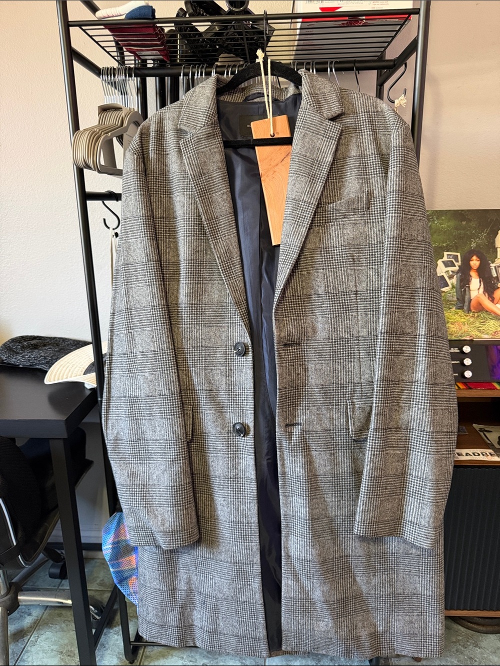 Banana Republic Gray Plaid Pea Coat